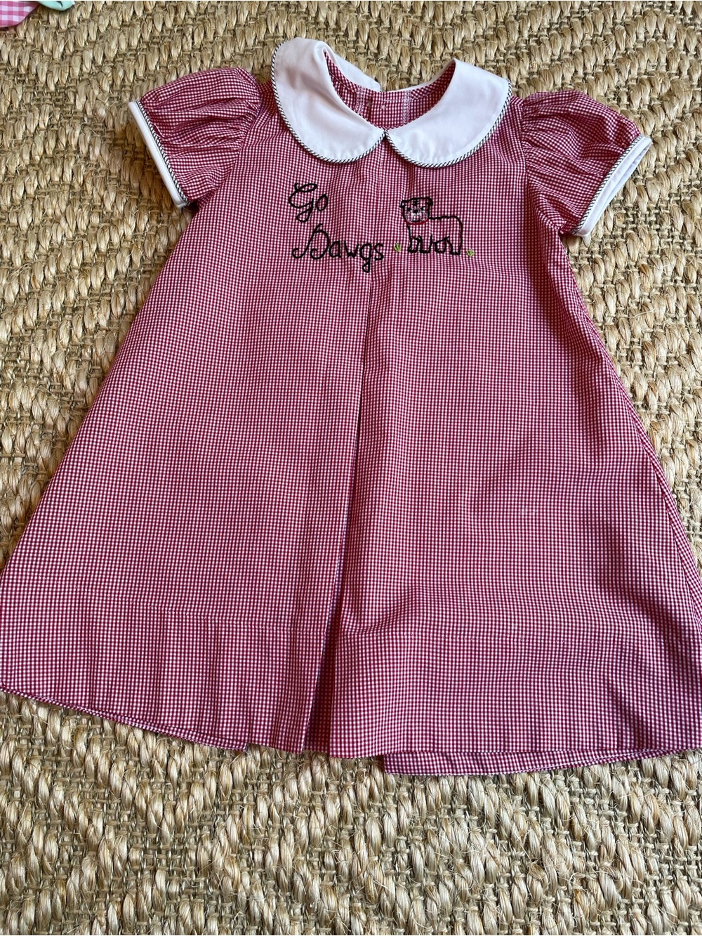 Georgia UGA bulldog white red and black ‘Go Dawgs’ gingham dress size 4